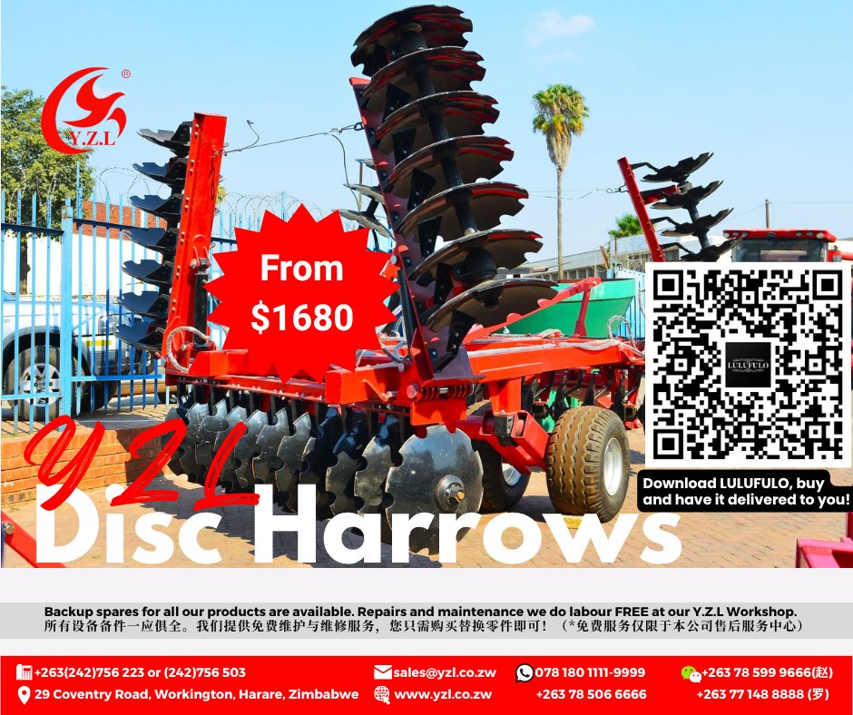 YWholesalers's tweet photo. WIDE RANGE OF FARMING IMPLEMENTS AVAILABLE AT Y.Z.L WHOLESALERS
#yzlwholesalers #farming #mining #industrial #electrical #farmingzimbabwe #tractors #YTO #farmimplements #forkllifts #waterpumps #electricmotors #HDPE #maizeshellers #generators #JackHammers #Quadbike https://t.co/GlYcck4KKO