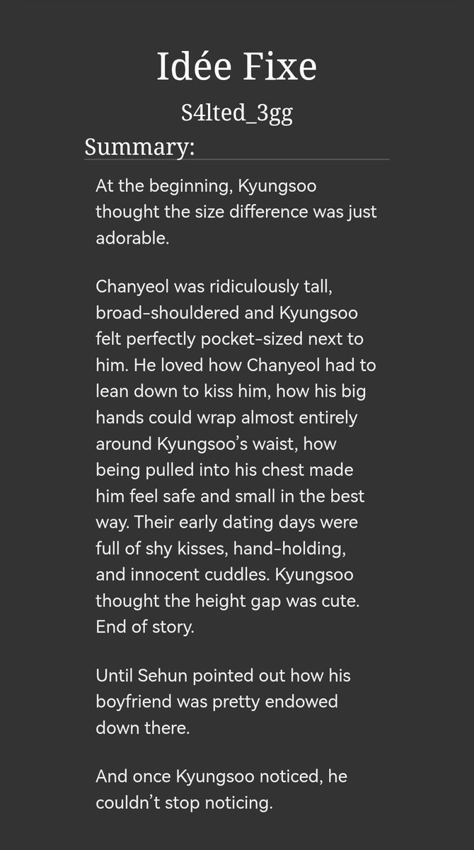 chansoofics's tweet photo. Idée Fixe - S4lted_3gg - 
https://t.co/f6osNSuxiS https://t.co/LzGMsFb57J