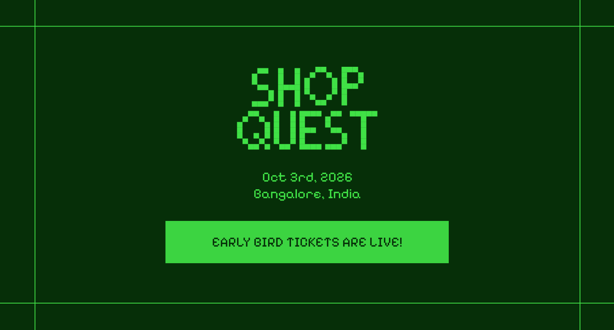 adhithya_vijai's tweet photo. 🎟️ Early Bird Tickets for Shop Quest 2026 are now LIVE!  

We've got lots of exciting things planned for this year and can't wait for y'all to be a part of it! 🔥

The only reason we're able to host events like this is thanks to our partners/sponsors who continue to support the ecosystem!
@StoqApp
@tinyseo_app
@Zapiet @botspaceHQ @TSupportHeroes

Get your tickets before Early Bird pricing ends!🧵