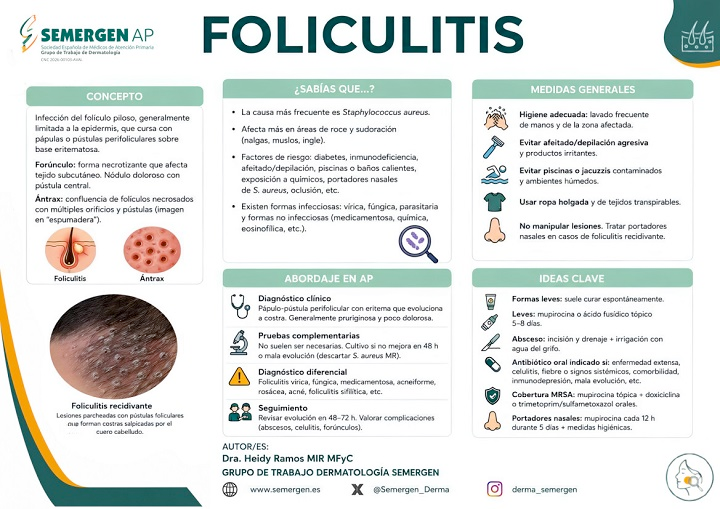 SEMERGENap's tweet photo. 📈INFOGRAFÍA. Foliculitis por la Dra. Heidy Ramos de @Semergen_Derma
https://t.co/uORA9Yxerk

#Foliculitis #AtenciónPrimaria #SEMERGEN https://t.co/BRjMJztv0U