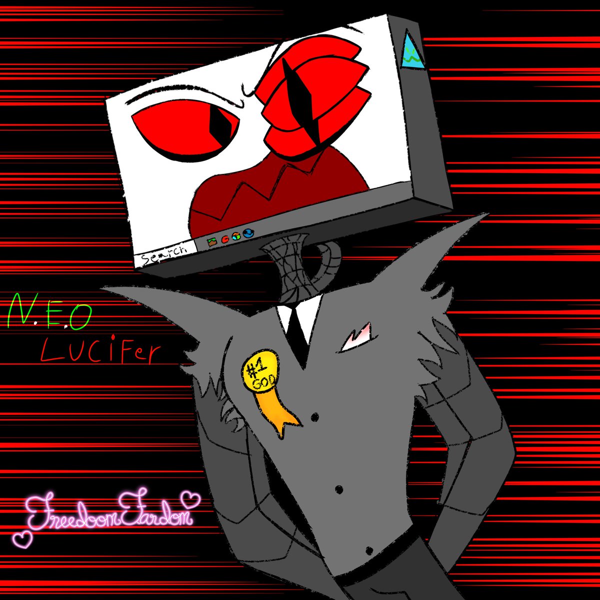 Freedomxfandom's tweet photo. Neo Lucifer colors I’ll redo this on my computer once I get the chance #indie #tvhead #Addictz #art #OC #comic https://t.co/vgMwm2AC6a