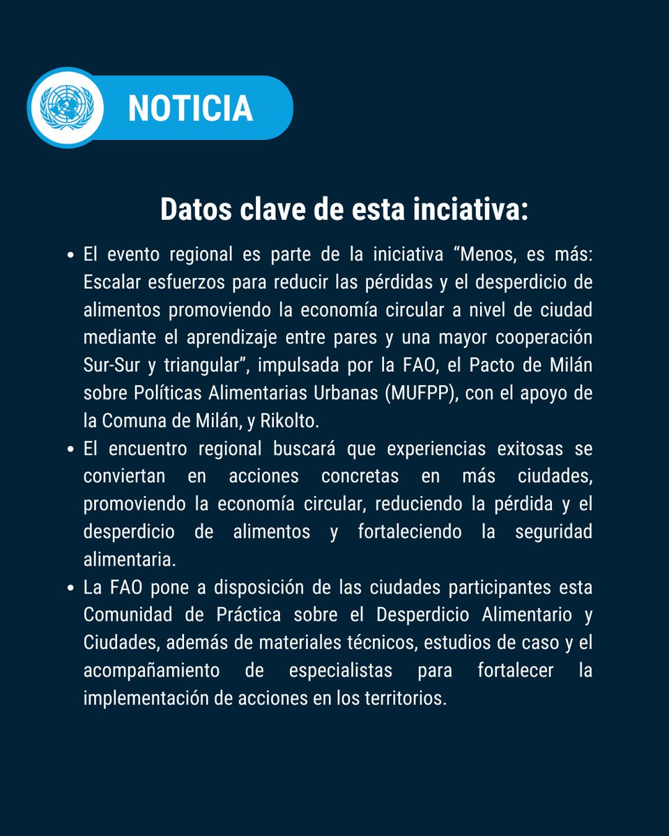 ONUPeru's tweet photo. 📍 Lima será sede de un encuentro regional, organizado por la FAO, que reunirá a ciudades de América Latina para impulsar políticas que reduzcan la pérdida y el desperdicio de alimentos.

📖 Lee la noticia completa aquí: https://t.co/seKoOzOjEF https://t.co/CtYVofpK7X