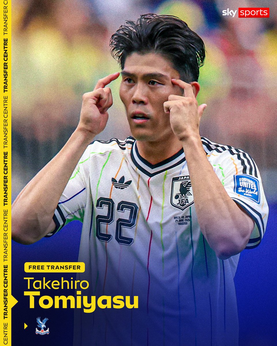 SkySportsPL's tweet photo. Crystal Palace have announced the signing of defender Takehiro Tomiyasu ✍️ https://t.co/AG2XbqT3iZ