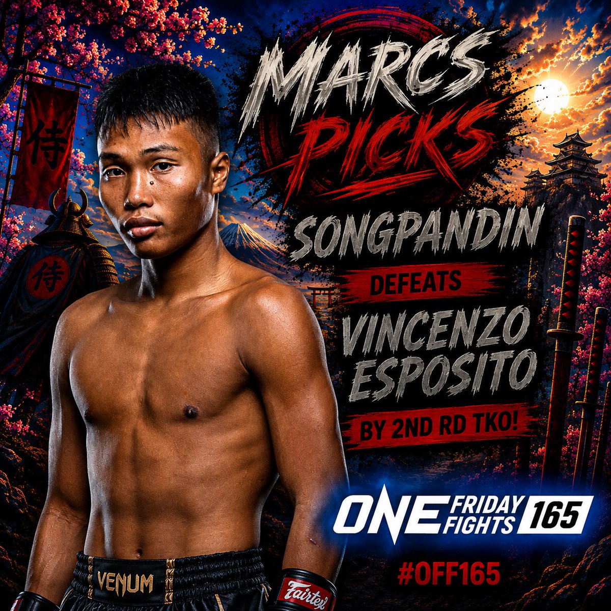 Marcus_MMAandPW's tweet photo. A barrage of punches leads to the TKO Victory for Songpandin! #OFF165 #MuayThai #News #marcspicks #onechampionship https://t.co/NAt52KBhGP