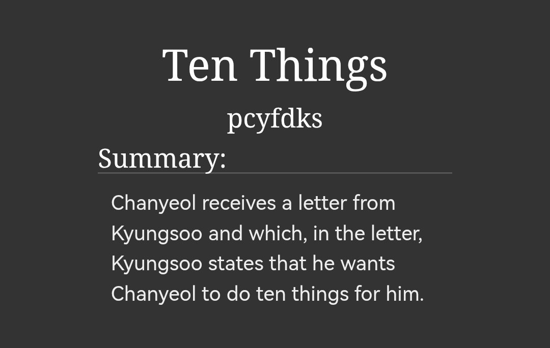 chansoofics's tweet photo. Ten Things - pcyfdks - 
https://t.co/B2MGBhHU1P https://t.co/4hKcdnmV1W