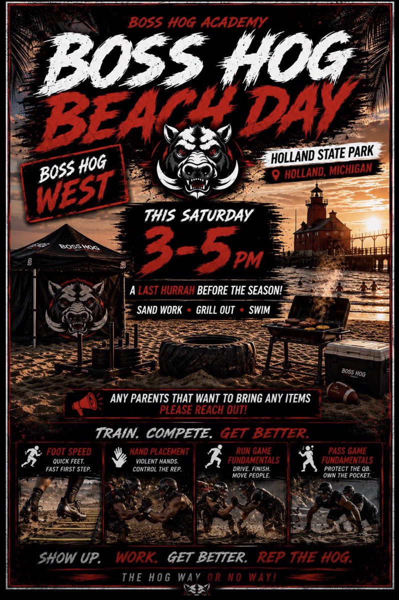 CalebMPugh's tweet photo. Looking forward to a workout on the beach! @BossHogAcad @18bstank #entitledtonothing #fridaynightlights #seniorseasonloading https://t.co/S146nJEUPN