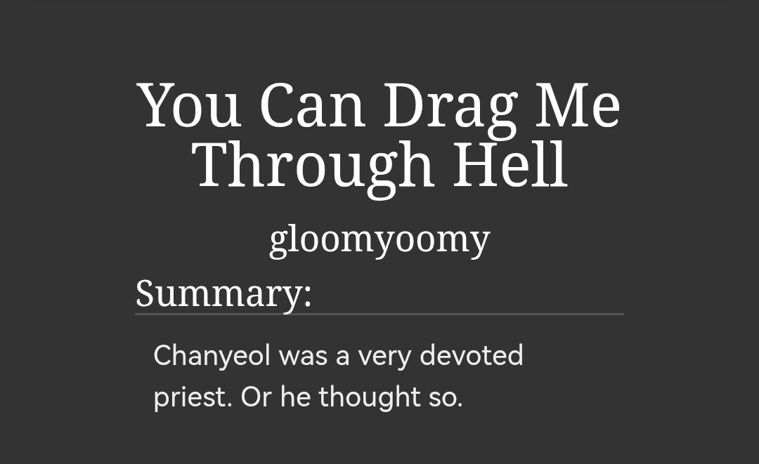 chansoofics's tweet photo. You Can Drag Me Through Hell - gloomyoomy - 
https://t.co/ylqvbcznBJ https://t.co/pS7lkNX3v9