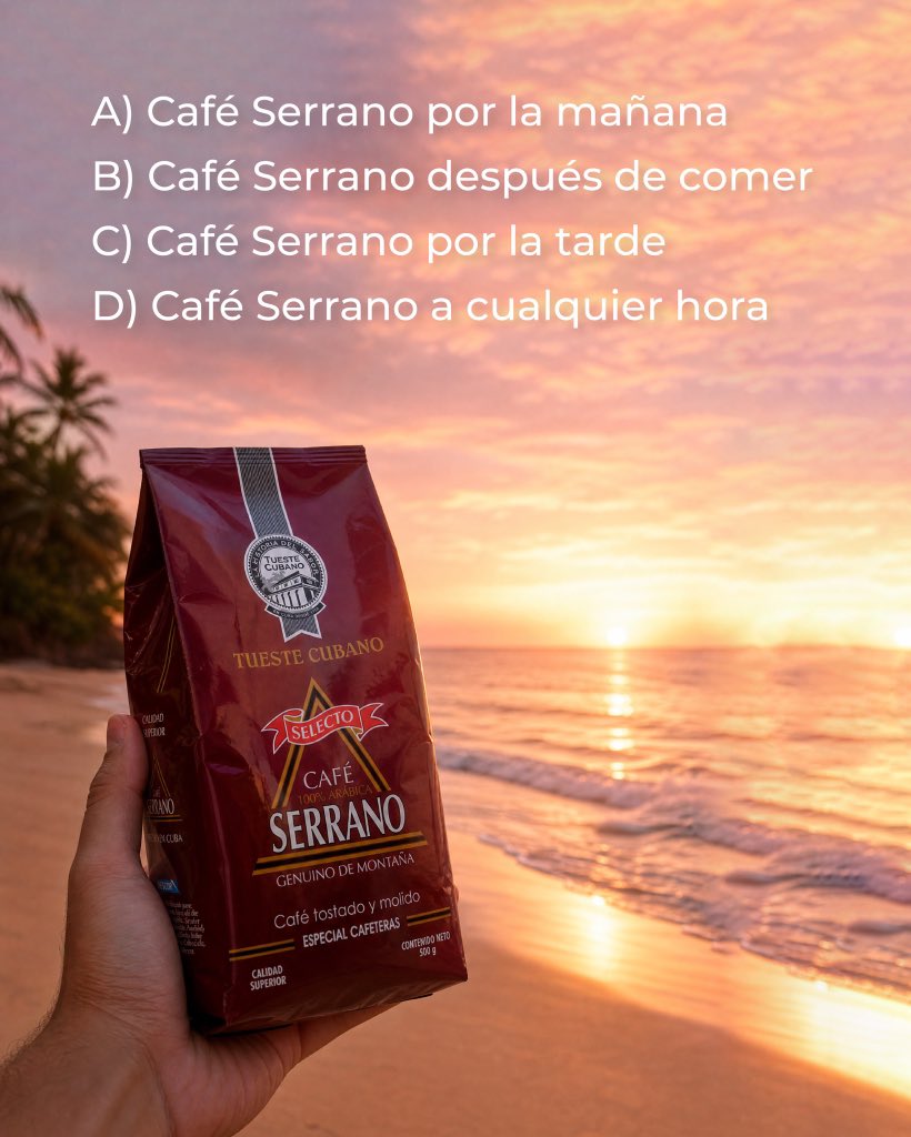 NESCOR_SA's tweet photo. Hoy toca tomar una decisión difícil (y sí, solo puedes elegir una 😏).

¿Cuál es tu momento favorito para disfrutar un Café Serrano?

☀️ Por la mañana
🍽️ Después de comer
🌅 Por la tarde
❤️ O a cualquier hora

❌ No vale responder “todas”.

#NESCOR #CafeSerrano https://t.co/DLuE9xO7tf