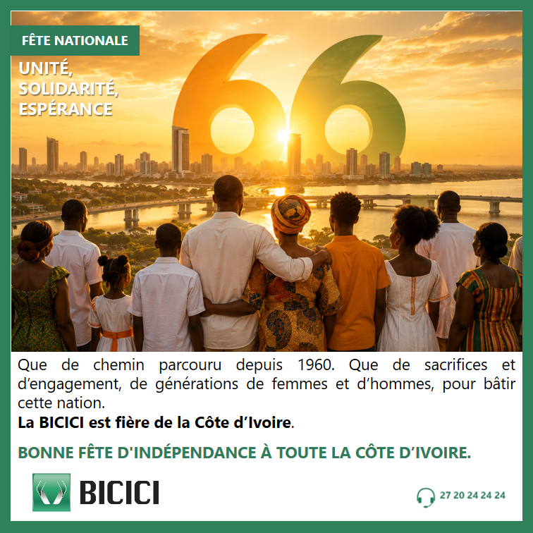 bicicotedivoire's tweet photo. La Côte d’Ivoire célèbre avec fierté ses 66 ans. Cette date nous rappelle le chemin parcouru, marqué par les efforts, les sacrifices et l’engagement de générations de femmes et d’hommes qui ont contribué à bâtir notre nation. Joyeux anniversaire, chère Côte d'Ivoire. https://t.co/mCQr0nFS2z