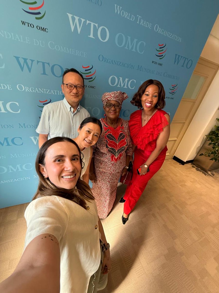 NOIweala's tweet photo. Saying goodbye to my wonderful Senior Adviser Ambassador Tomochika Uyama of Japan and his wife Keiko with colleagues from the DG’s office. Tomo, for 5.5 years you gave your best. Thank you for the expertise, experience, institutional memory after all those WTO negotiations, and the hard work. Will really miss you! Wishing you and Keiko the very best in your new assignment. Many thanks to @MofaJapan_jp  and the Government of Japan for loaning you to us! @JapanMissionGE
