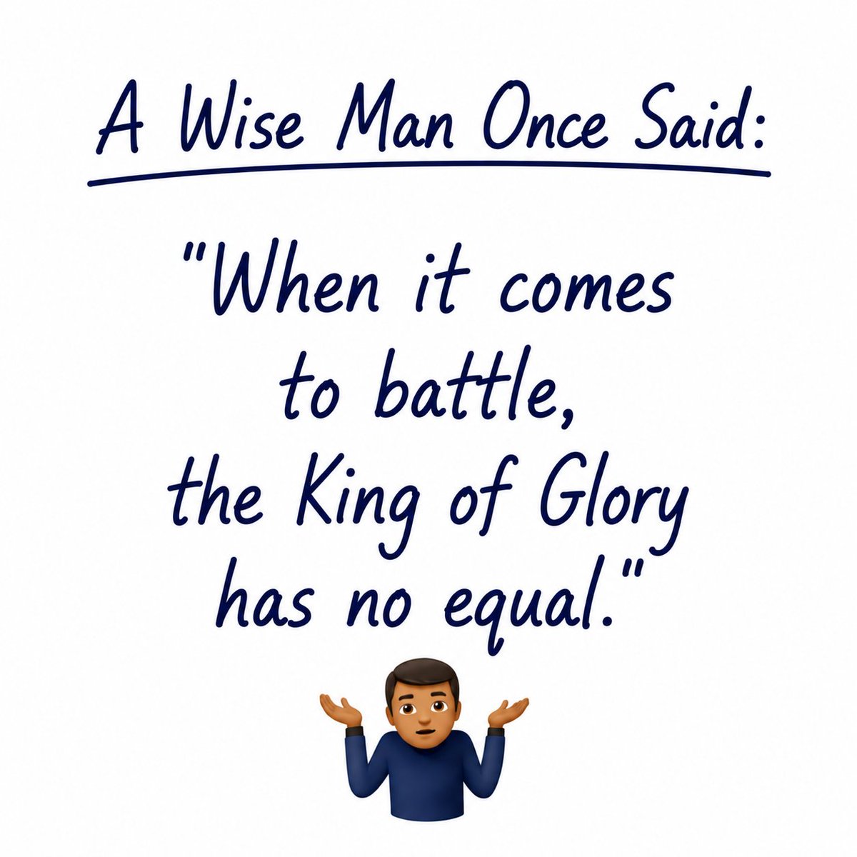 off_god_man's tweet photo. A wise man once said:

When it comes to battle, the King of Glory has no equal.

#AWiseManOnceSaid #KingOfGlory #Faith #GodHasNoEqual 👑🙏🏽 https://t.co/15JQZES5bU