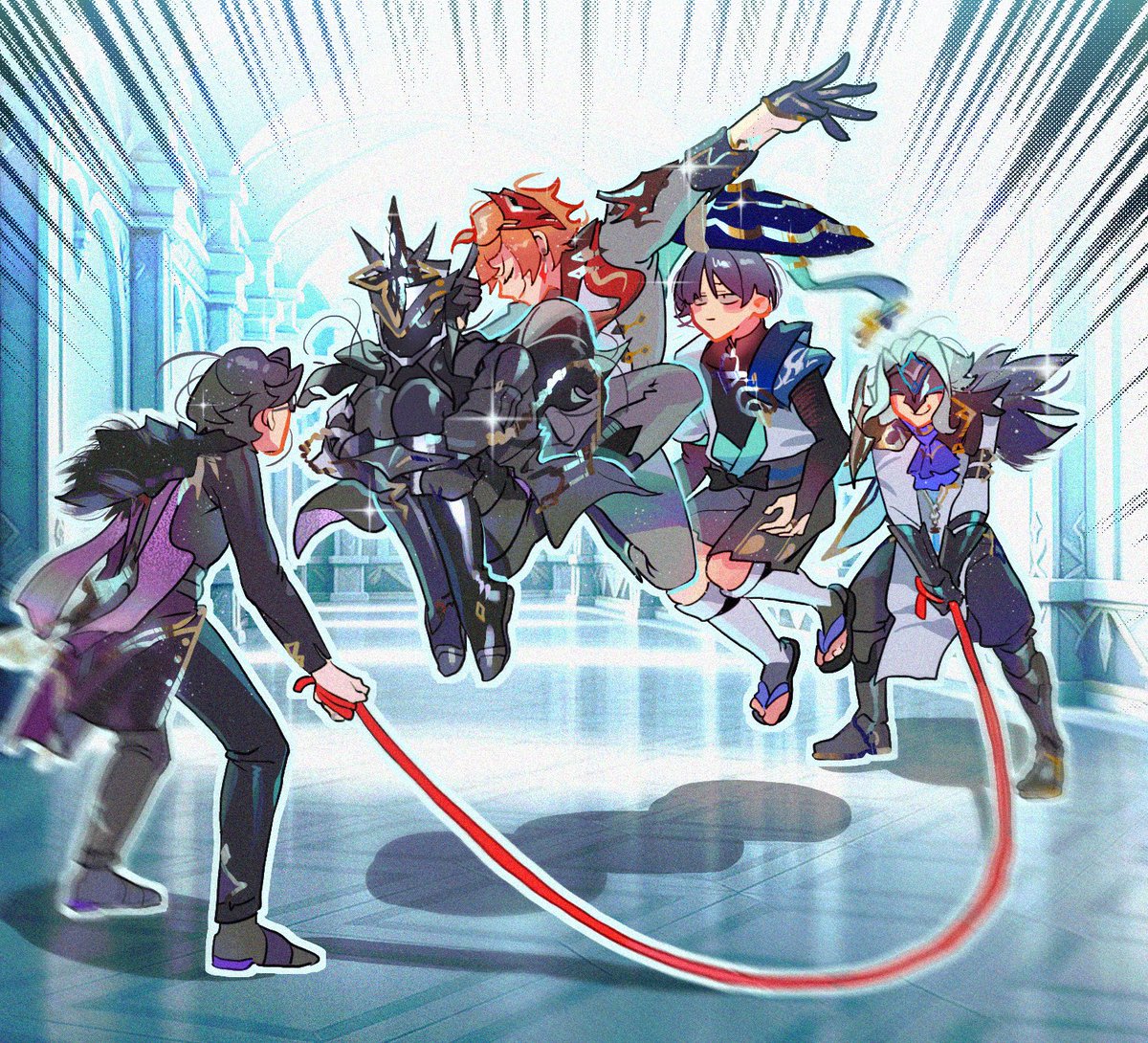 girls881520's tweet photo. Fatui guys jumping rope #genshinimpact https://t.co/rPaYdcD88f