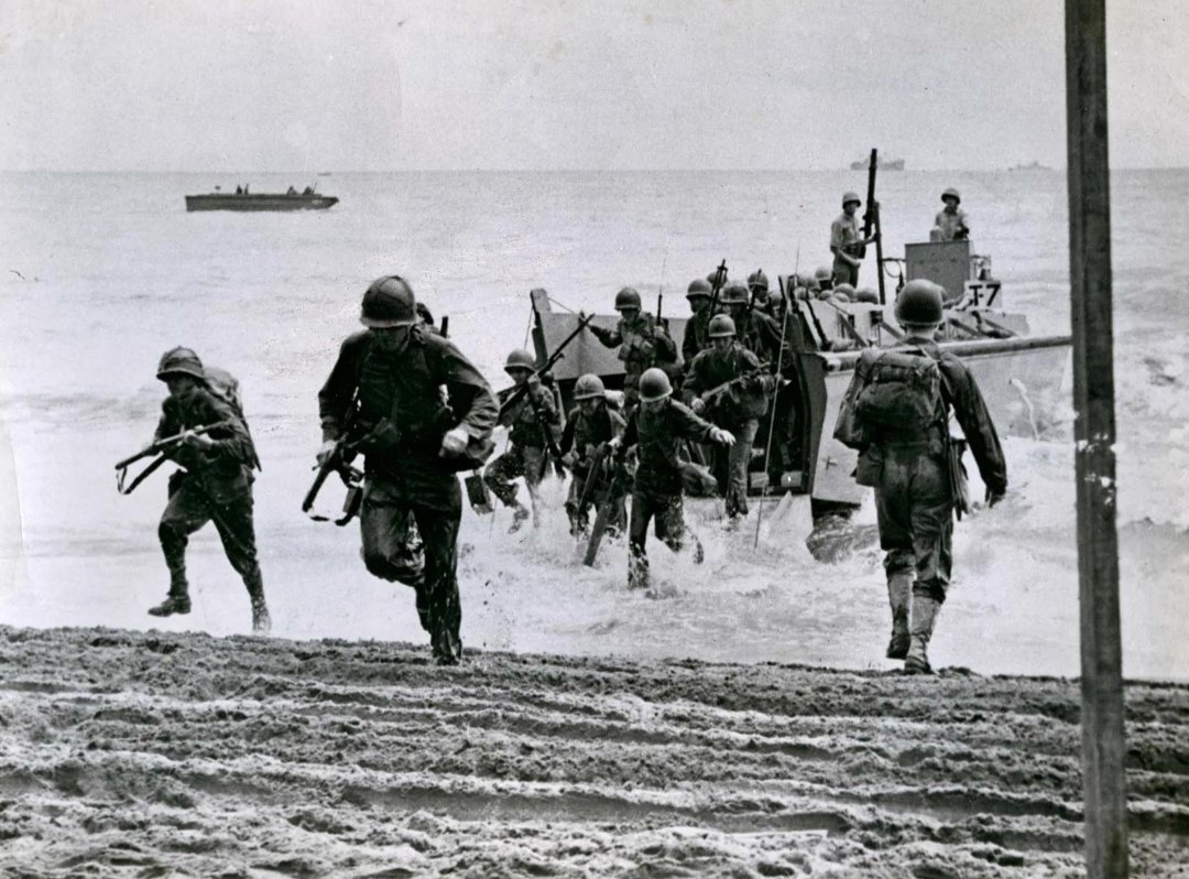DropzoneBrief's tweet photo. August 7, 1942  Guadalcanal

The first major Allied offensive against Japan in the Pacific began today. U.S. 1st Marine Division conducted the initial landed on Guadalcanal, but the Army would join in a few months later. The Americal Division and 25th Infantry Division would eventually send thousands of soldiers into the island's brutal jungle.

For nearly seven months, American forces fought through malaria, heat, mud, starvation, naval battles, air attacks, and relentless Japanese resistance.
The campaign became a turning point in the Pacific, as the Japanese advance had been stopped.
Now the Allies were going on the offensive.