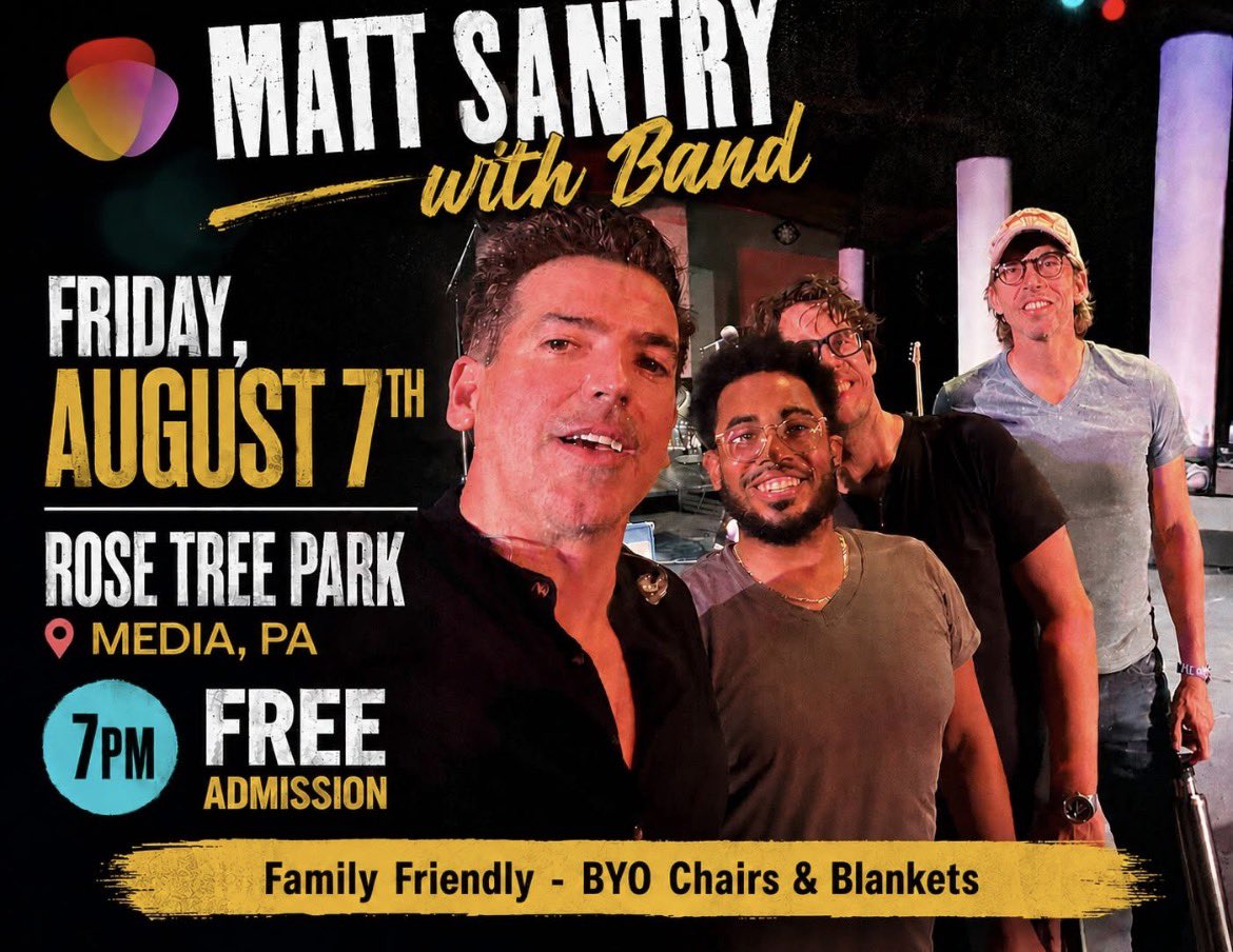 ReneeMurphy's tweet photo. TONIGHT! Come out and support my friend @mattsantry at Rose Tree Park Amphitheater in Media, PA. #FREE #concert #band #livemusic #philly #phl #philadelphia #summer #whattodo #music #event #byob https://t.co/A2khEsj0Nx
