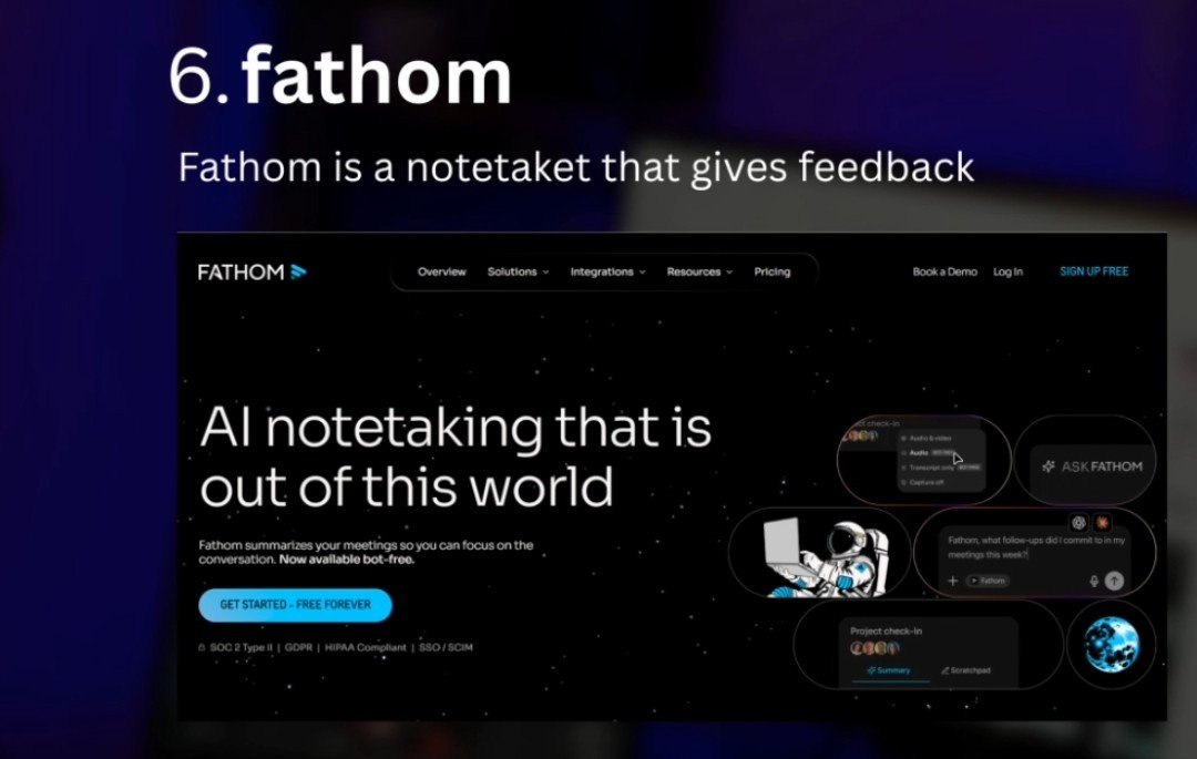 aryanctr's tweet photo. 6. Fathom

Every sales call is valuable.

Fathom:
• Records meetings
• Creates AI notes
• Summarizes action items
• Captures key moments
• Lets you focus on selling instead of taking notes https://t.co/m6Dt2mGY9x