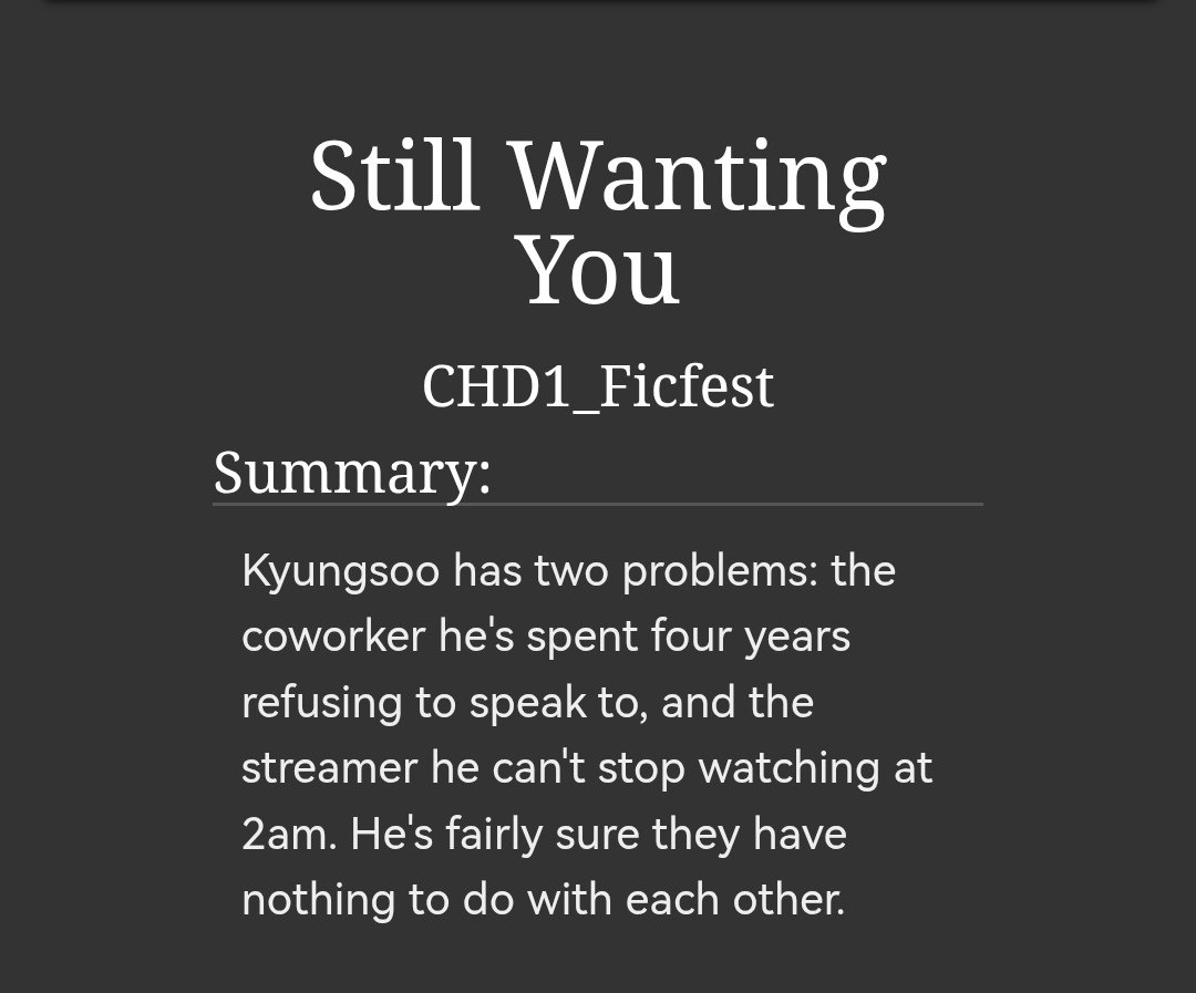 chansoofics's tweet photo. Still Wanting You - CHD1_Ficfest - 
https://t.co/zkAFddzAai https://t.co/wEItCqvr3v