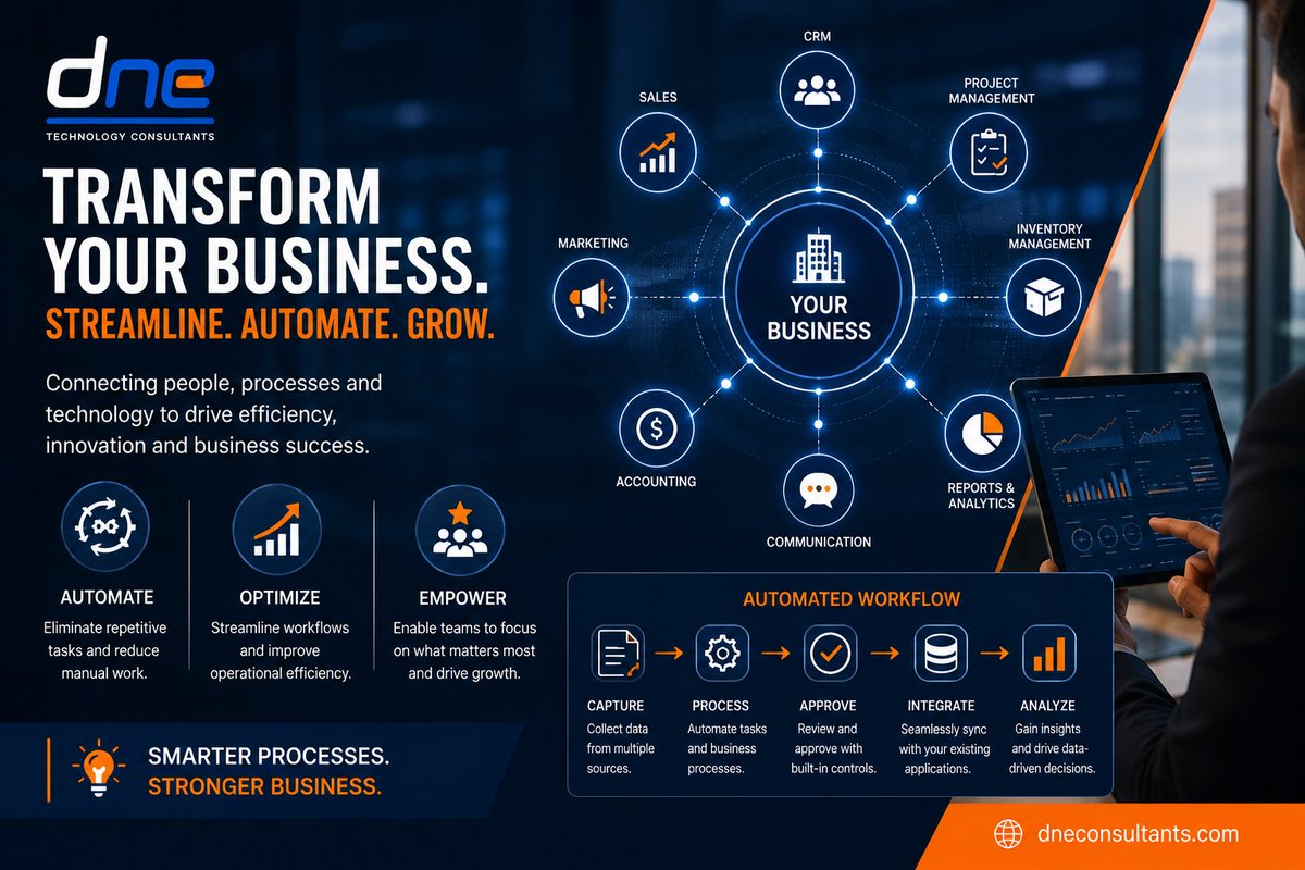 DNeConsultants's tweet photo. Digital transformation isn't about more tools, it's about simpler processes. We help you find both. #DigitalTransformation #DNETechnology https://t.co/dM0G2f49hP