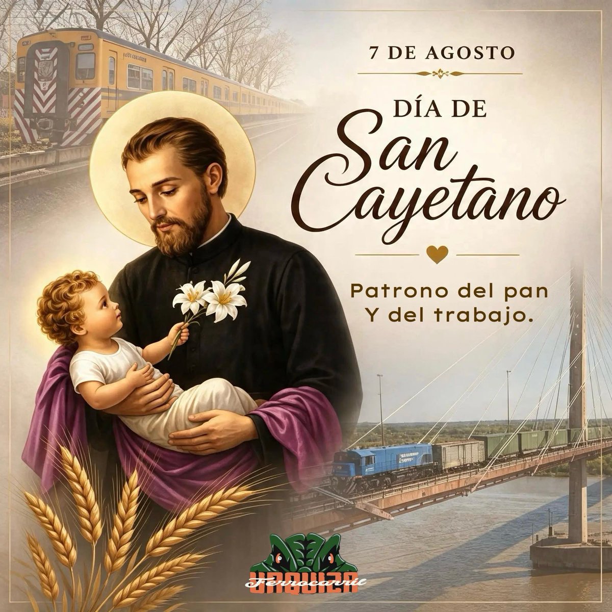 SeccionalLynch's tweet photo. 🌾 7 de agosto | Día de San Cayetano

En este día, nuestro reconocimiento y oración para cada trabajador que, con esfuerzo, compromiso y sacrificio, sale adelante cada día.

Que San Cayetano nos acompañe y nos conceda siempre trabajo digno, pan en la mesa y esperanza para seguir. https://t.co/ZXh3seYX3A