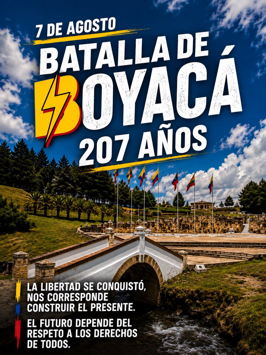 JDOviedoAr's tweet photo. No olvidemos la fecha, #7DeAgosto: hace 207 años, la #BatallaDeBoyacá cambió el rumbo de nuestra historia.

La tarea (especialmente de quienes hoy inician) es construir un país donde la libertad y la honestidad avancen de la mano del respeto por los derechos de todos.🤞🏼🇨🇴 https://t.co/DLEOz7Kdvn
