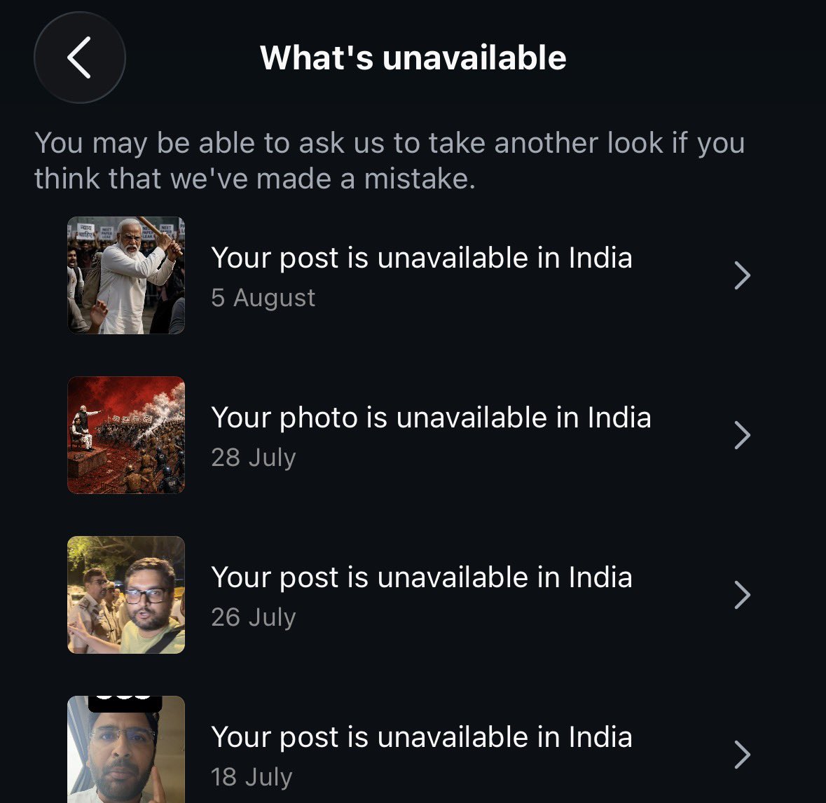 AshutoshRanka's tweet photo. So Meta has restricted 4 of my videos in India.

One video showed how police was stopping food from reaching Jantar Mantar. The other was made when @Wangchuk66 was forcefully picked up.

@Meta - I know this govt fears us, but last I checked, you were still preaching about free world!