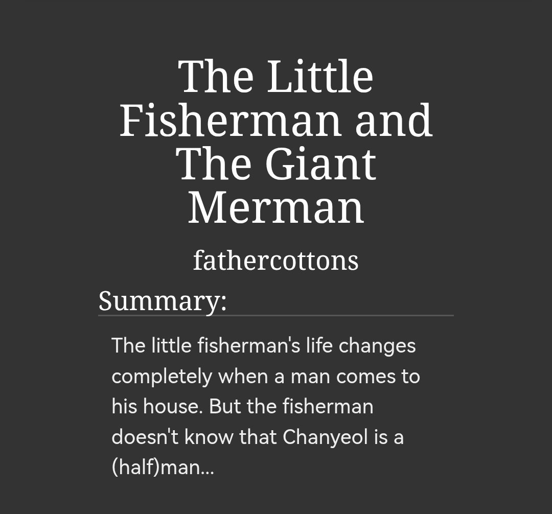 chansoofics's tweet photo. The Little Fisherman and The Giant Merman - fathercottons
https://t.co/TFPfylrXy0 https://t.co/sdKXwqANU0