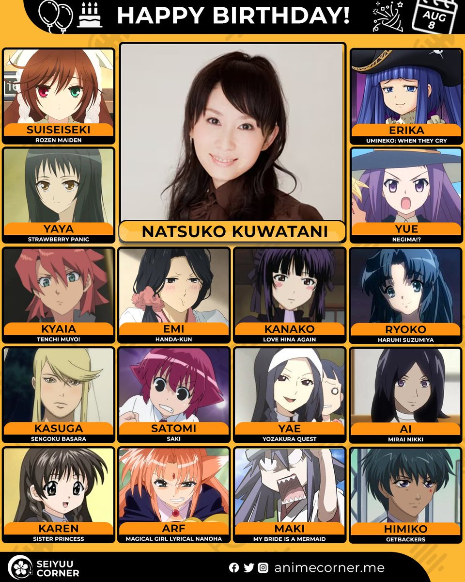 seiyuucorner's tweet photo. Happy birthday Natsuko Kuwatani!🎉 

#NatsukoKuwatani #桑谷夏子 #桑谷夏子生誕祭2026 https://t.co/n1zPpHwd0A