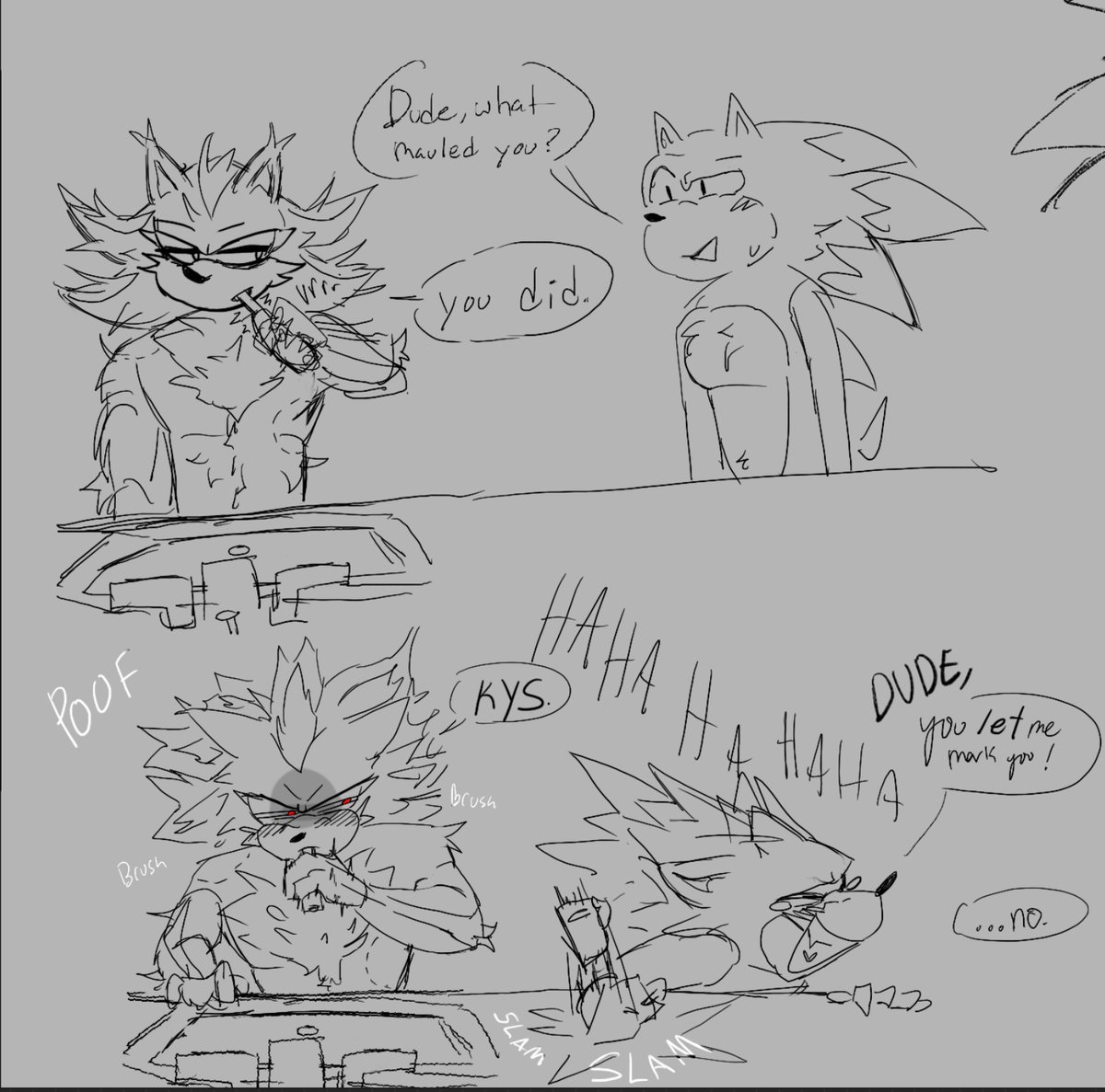 frantic_snow's tweet photo. When Sonic turns into his Werehog form while in heat, he can’t remember much. #werehog #sonadow https://t.co/r0wfmgVh6F