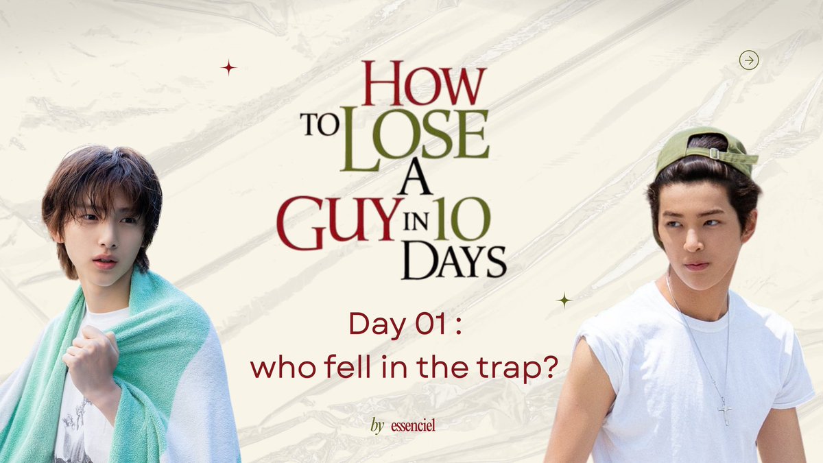 essenciel's tweet photo. keonhoon few tweets au

day 01 ; who fell in the trap?
[part of how to lose a guy in 10 days] https://t.co/6EzpN9v7iK