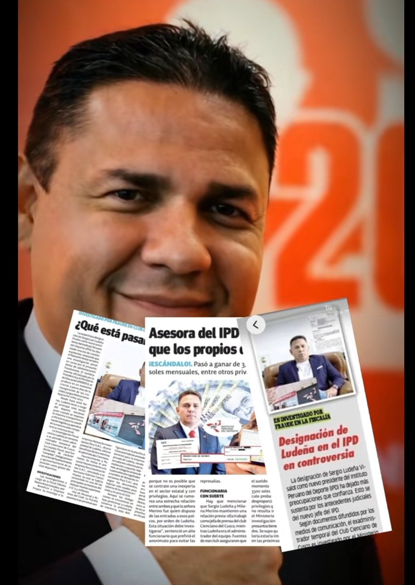 DecLoqNoTgusta's tweet photo. #Lima2027 fuentes de Palacio ya le bajaron el dedo a #Sergio #Ludeña.
El oscuro pasado,acusado de proxenetismo, dado de baja de las FFAA su único gran negocio fue agarrar #Cienciano y contratar a sus amigas 
#IPD #EscandaloIPD 
#DeportePeruano
@IPDperu
@KeikoFujimori @panamsports https://t.co/6flcAeaiL3