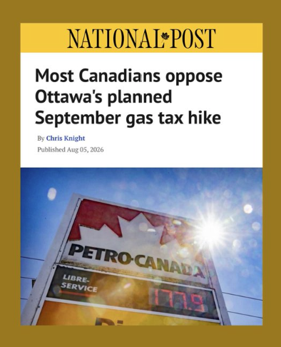 davidbexte's tweet photo. Canadians are already paying too much at the pump.

The last thing they need is another Liberal gas tax hike.

Cancel the September hike. Take the GST off fuel. Scrap the Clean Fuel Standard and industrial carbon tax.

Give Canadians a break. https://t.co/ASKyUVO1wk