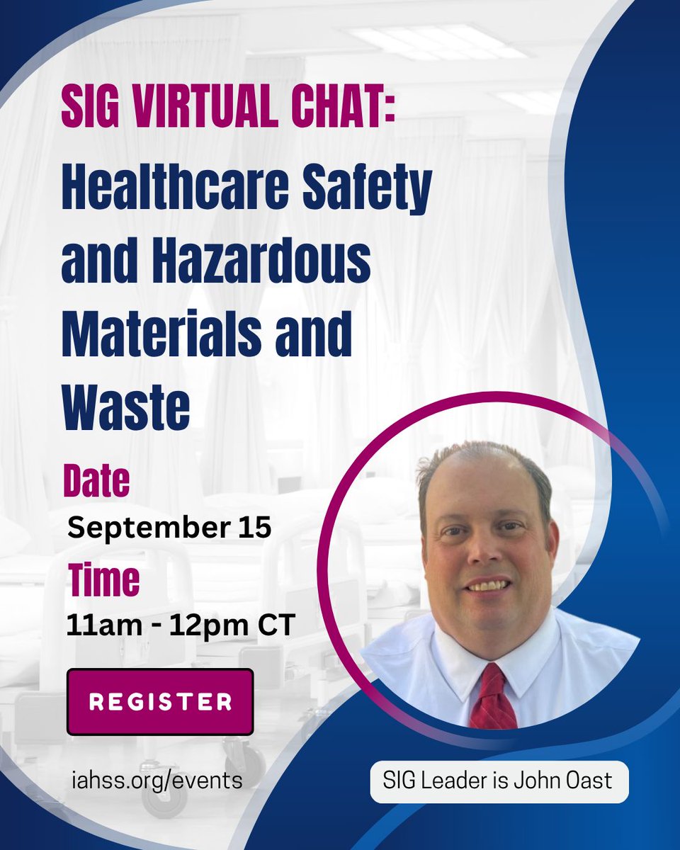 iahss's tweet photo. Join IAHSS members for a fast‑paced dive into emerging healthcare security challenges and fresh regulatory updates from OSHA, NRC, EPA, DOT, and USP. Connect, share, and level up your expertise. REGISTER ▶️ https://t.co/38lkpiRDsq 
:
#IAHSS #HealthcareSecurity #HealthcareSafety https://t.co/XquntVGFaS