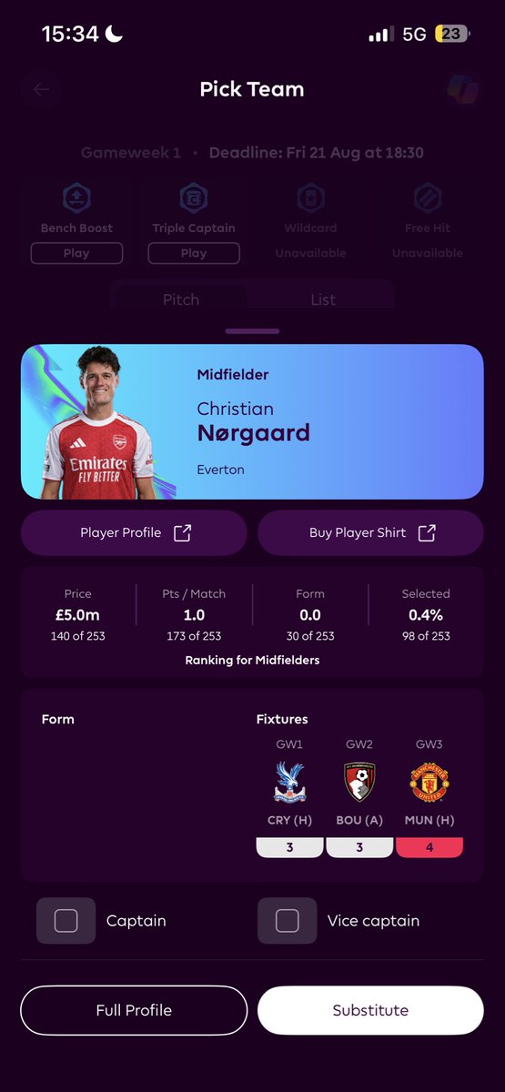ThePigeon147's tweet photo. #fpl #fplcommunity is Nørgaard the best 5mil pick out there. 

I feel he was priced at 5 mil because fpl saw him as an Arsenal dud who won’t get any minutes but since his transfer to Everton and considering Garner being sidelined to start the season too, should be good enabler https://t.co/jkRNAaMQpx
