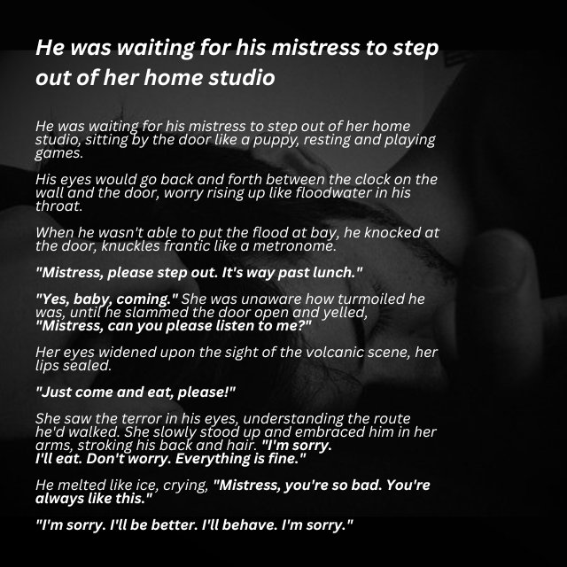 Queenbee__33's tweet photo. He was waiting for his mistress to step out of her home studio

#DarkFiction #femdom #fiction https://t.co/xnHpXGqFuQ