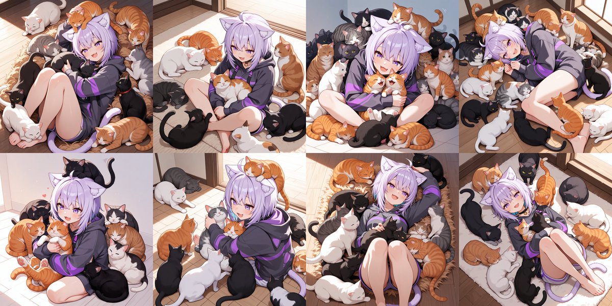 toshi55_'s tweet photo. 今日はネコの日！おかゆちゃんの猫まみれDay～♪

#AIArt #VTuber #hololive #猫又おかゆ https://t.co/8mck1kgbBB