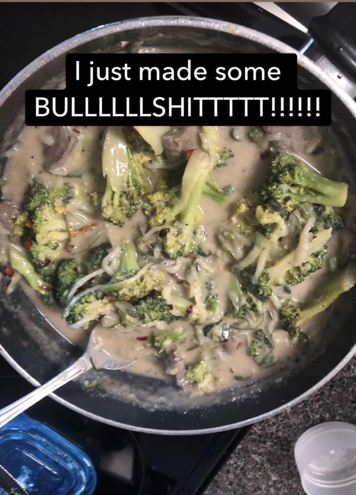 Selxrare's tweet photo. hailey bieber putting cheese on meat balls and paying people on tiktok to call it “her creation” https://t.co/yANsexWy5H