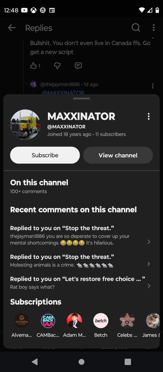 Thejaymandude's tweet photo. @UpdatesFromYT @YouTubeCreators @UpdatesFromYT Apparently it's acceptable to accuse others of having s*x with animals on your platform. Nothing to say for yourself? https://t.co/qACk6BPaB2