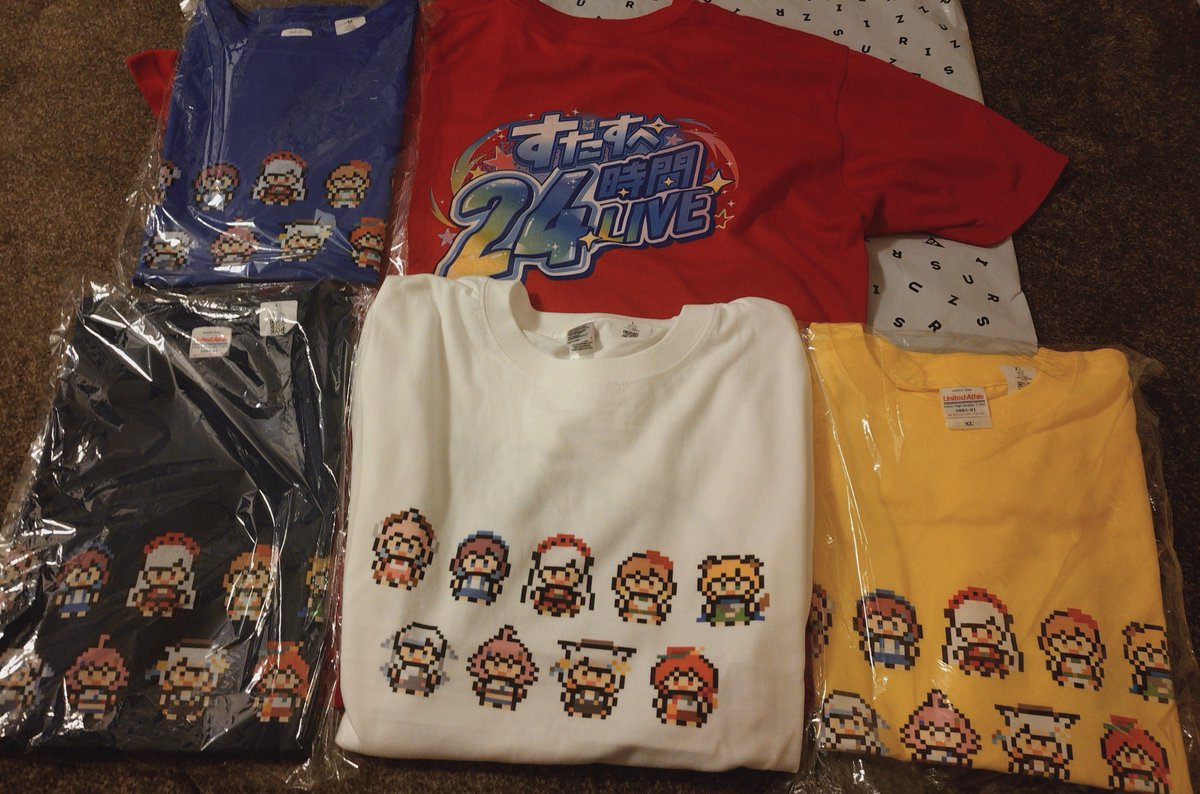 oharuZGMFX23S's tweet photo. 応援しているVTuberチーム ＃すたすぺ が8月22日からメンバー9人で24時間生配信をやります！
それを記念したTシャツが期間限定で販売
注文したシャツ受け取りました
悩んで5色
赤色でさっそくコーデ

Tシャツ着て22日から全力で楽しみたいです
すたすぺメンバー全員素敵です！

#すたすぺ24時間ライブ https://t.co/UPO6xdmbwV