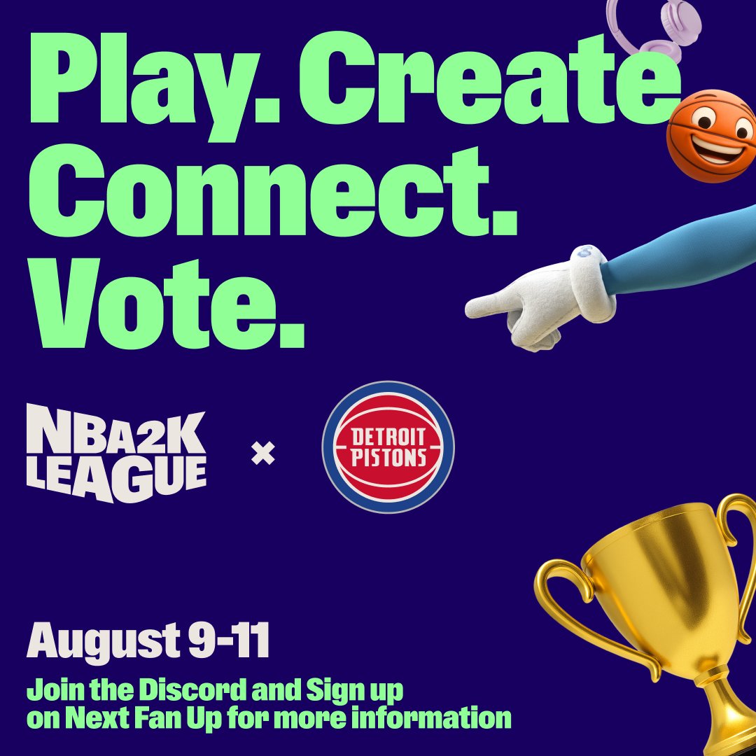 DetroitPistons's tweet photo. Pistons fans, the 313 Showdown is HERE! 

We’re teaming up with the @NBA2KLeague to give Pistons fans a new way to rep Detroit, compete, connect, and win.

• Create Pistons-inspired content
• Compete in NBA 2K26 challenges
• Vote for your favorite creators
• Connect with fellow Pistons fans
• Win prizes like gift cards, jerseys, and even a copy of NBA 2K27 

Rep the 313. Join Next Fan Up today: https://t.co/mUZD5igcl4