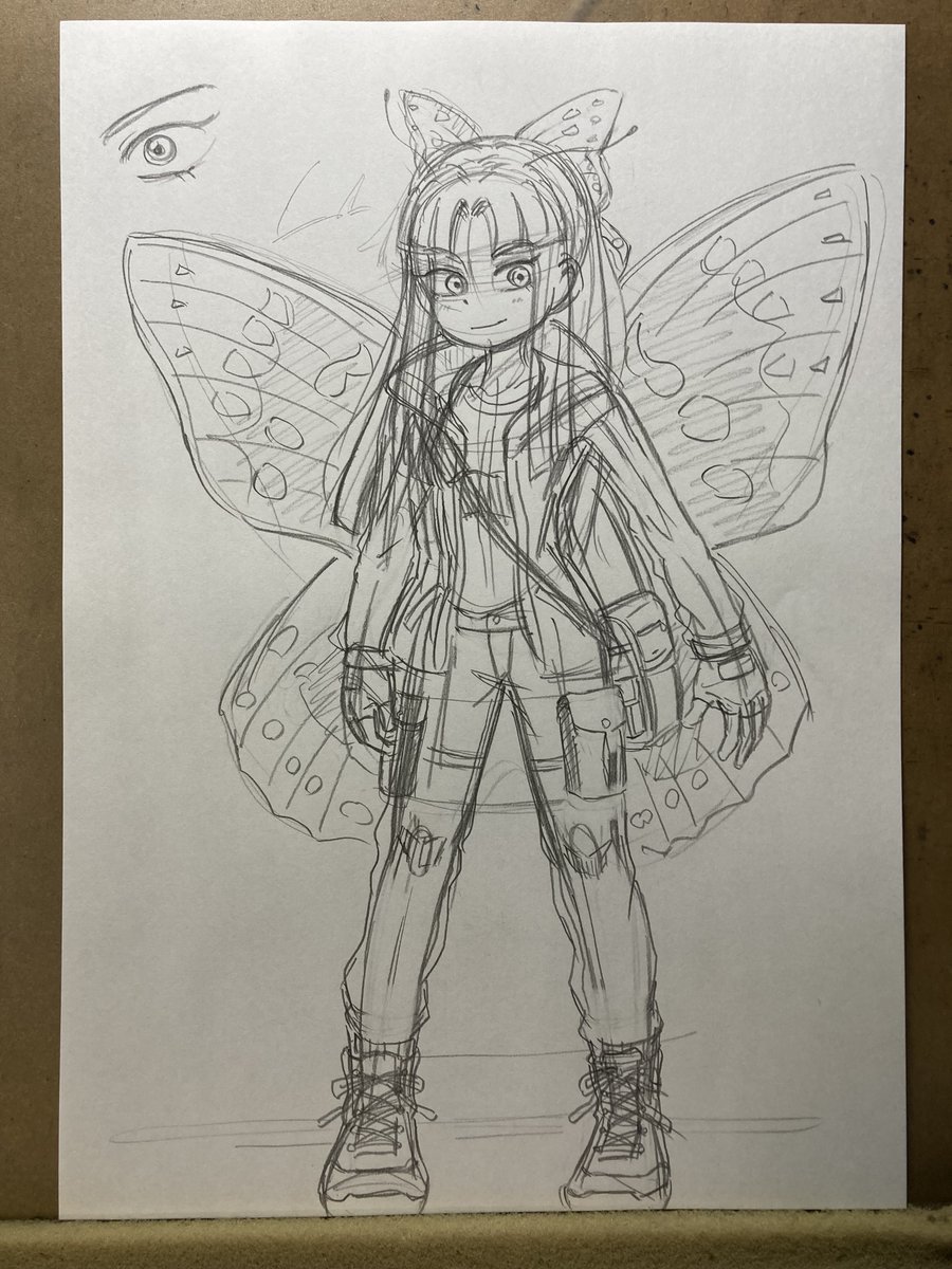 _harappa_'s tweet photo. オリキャラ【大叢サキ】ラフ画
オオムラサキ族の教官。 https://t.co/SvfljPo2tK