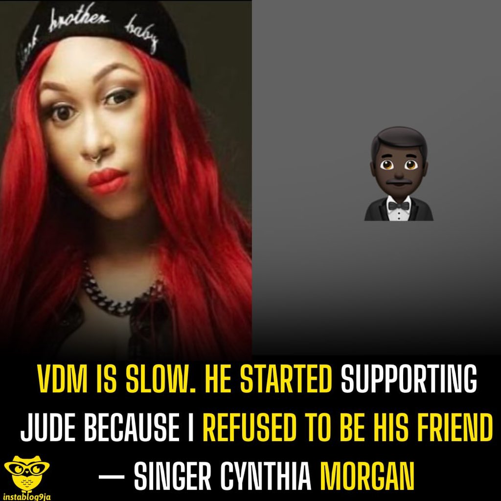 instablog9ja's tweet photo. VDM is slow. He started supporting Jude because I Refused To Be His Friend — Singer Cynthia Morgan https://t.co/rUzldUMEbU