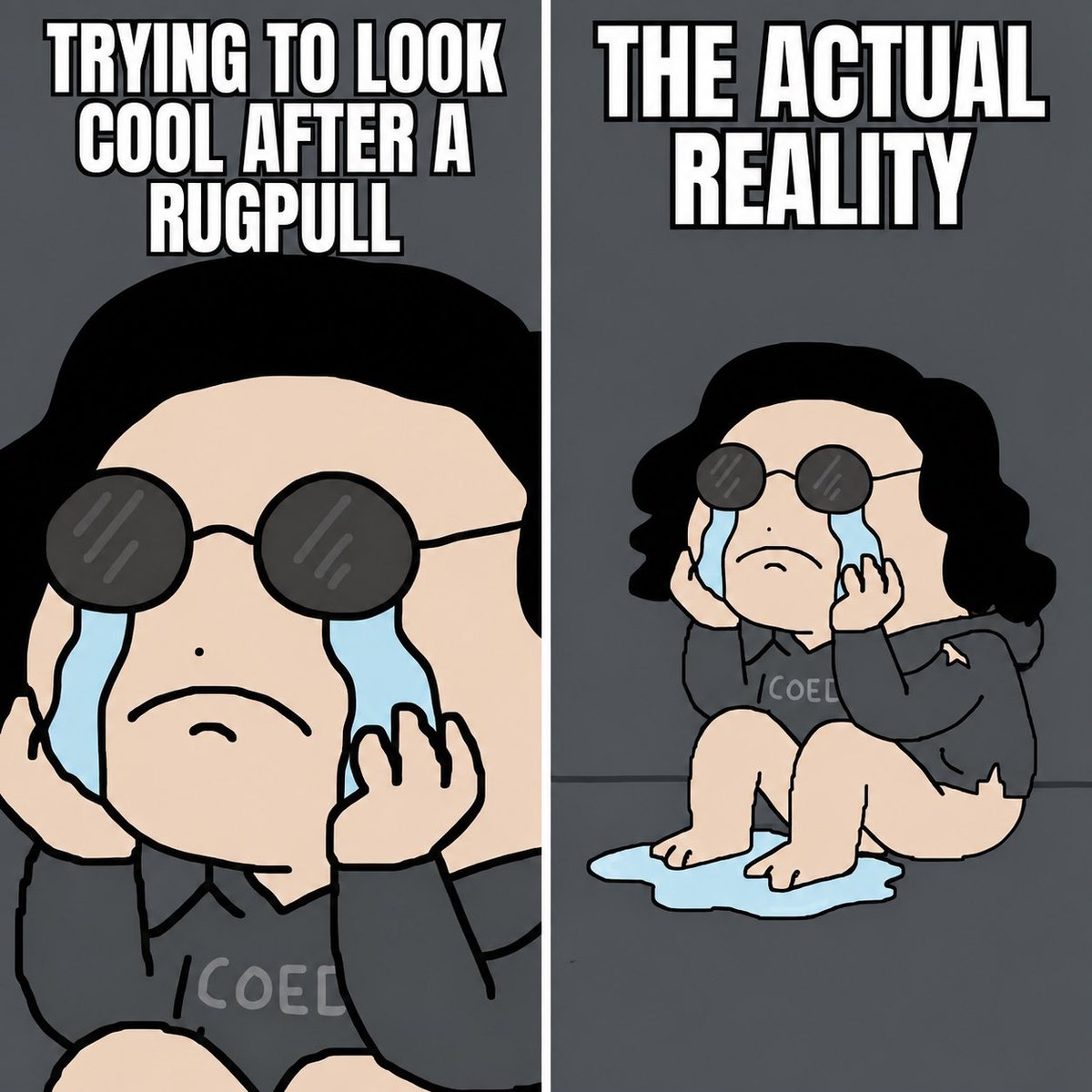 coelyonsol's tweet photo. Getting rugged once is a tragedy.
Getting rugged twice is a pattern.
Getting rugged every single day is a lifestyle.

Wear your shades with pride.
$COELY https://t.co/K3hqNdD05P