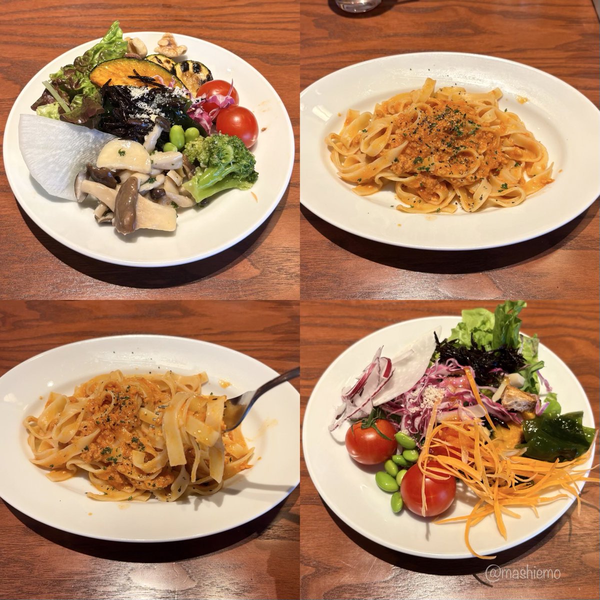 utau_mashiemo's tweet photo. 平日ランチ🍝サラダバーはデリや焼き野菜も並びほどよい品数ラインナップ🥗パスタは平打ち麺でもちっとした食感。魚介の旨みと塩加減のバランスが絶妙😋店内は活気のあるBGMが流れていて気分を上げて午後を過ごしたい方にぴったり🙌（弱点👂な自分には少し大きかったや)
📍Nero di Seppia #イタリアン https://t.co/Nrt6h1IHQ1