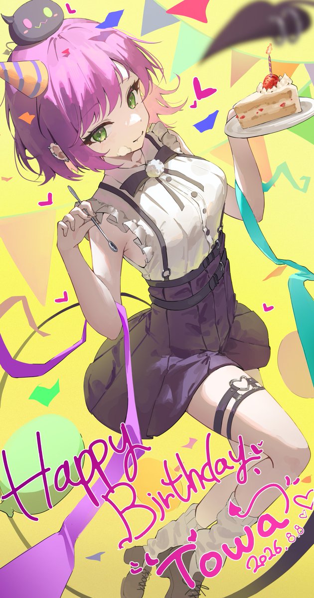 _TAKE5788's tweet photo. トワ様、お誕生日おめでトワ〜！🎂✨

#TOWART #常闇トワ生誕祭2026 #ホロライブ https://t.co/JUmu1lj2Ko