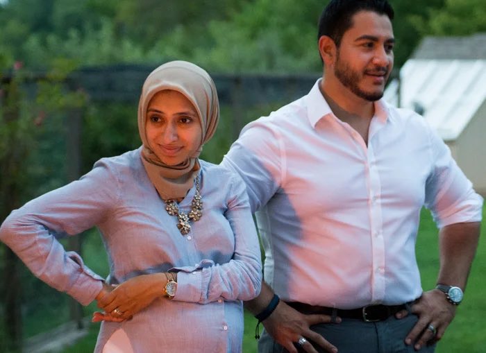 TrinityMustache's tweet photo. Pretty stark contrast between how Abdul El Sayed has his campaign hoes dress in the summer heat dress vs how he has his wife dress: https://t.co/AL7lx2kS8B