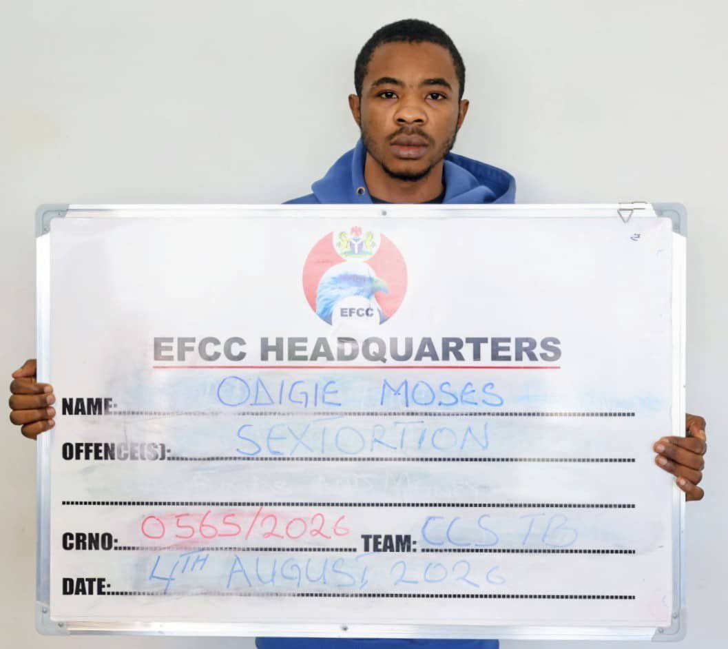 officialEFCC's tweet photo. EFCC Arrests Spiritualist for Alleged Sextortion
 
The Economic and Financial Crimes Commission, EFCC, has arrested one Odigie Moses, a self-acclaimed spiritualist for alleged sextortion to the tune of $1,100 (One Thousand, One Hundred Dollars). 
He was arrested in Ekpoma, Edo State.
The suspect, who misrepresented himself on Zelle, a social media platform as possessing spiritual healing powers, was contacted by his victim, an Indian woman, who was in need of spiritual intervention on some life-threatening challenges. The suspect subsequently deceived her into taking a naked spiritual bath, which he recorded live without her permission, and thereafter blackmailed her to send him money, else he would make the video public.  
Investigation by the EFCC revealed that the victim had to pay the sum of $1,100 to the suspect in order to prevail on him not to release her nudity to the public.
He will be charged to court as soon as investigations are concluded.