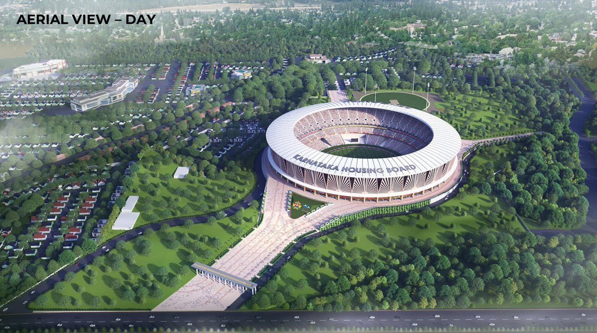 MNVGowda's tweet photo. Surprise: How the Karnataka Housing Board allowed BLOCKLISTED J. Kumar Infraprojects Ltd to get the contract for the new International Cricket Stadium construction (Anekal, Bengaluru).

J Kumar built the bridge(right side😀), they even blacklisted before that bridge contract. Now Giving them the contract again is pure nonsense.