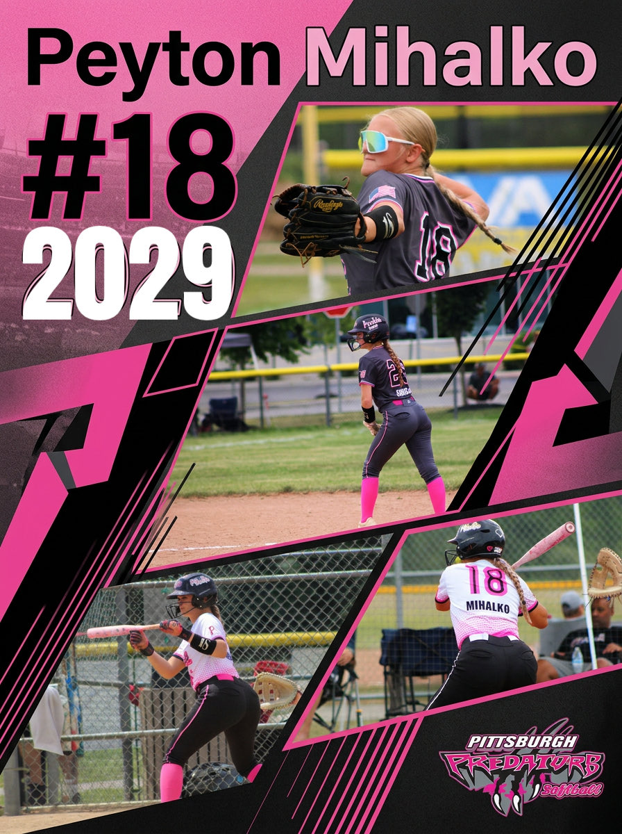 predators2028's tweet photo. 🩷🖤Welcome back to for year 4 our  #18 Peyton Mihalko🩷🖤

🎓2029🎓

🥎Peyton had a great season behind the plate and was a force in the right field!!!🥎

🖤🩷can’t wait to see what 2026/2027 brings 🩷🖤
@peymihalko2029 https://t.co/MGLJEMwWJR