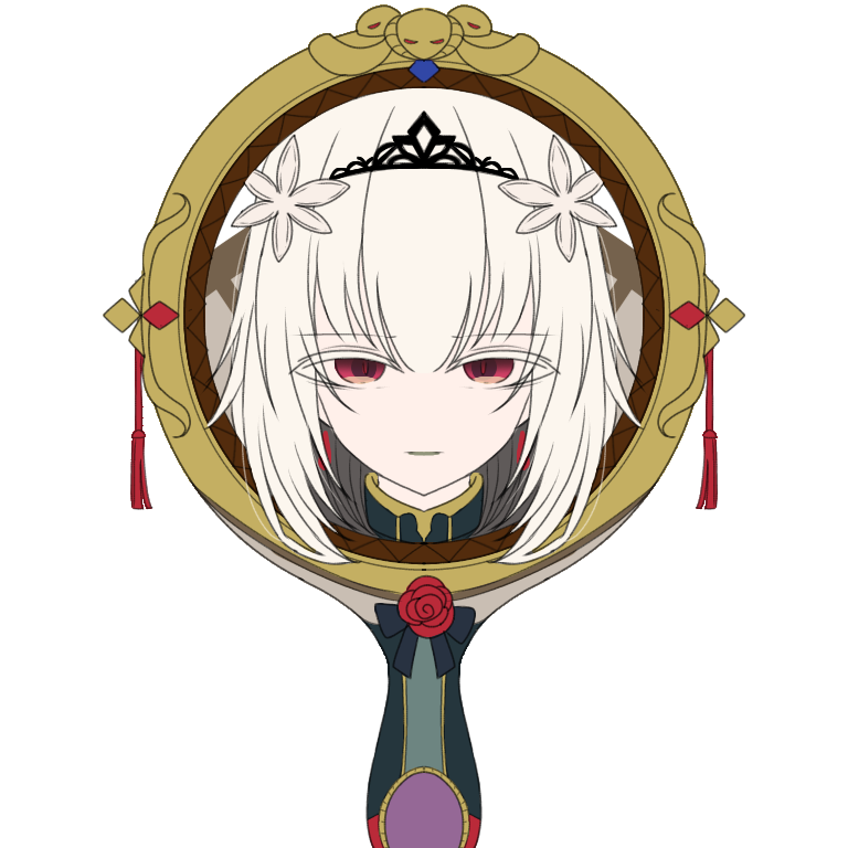 motopeeeeeee's tweet photo. これ読まなくて良いんですけど使ってる手鏡をめっちゃ魔法の鏡と王妃概念にしたって話
王妃が鏡に居るとき赤紐の装飾が本来の襟(？)の装飾と大体同じ位置に来る https://t.co/AW3MxXMJt5