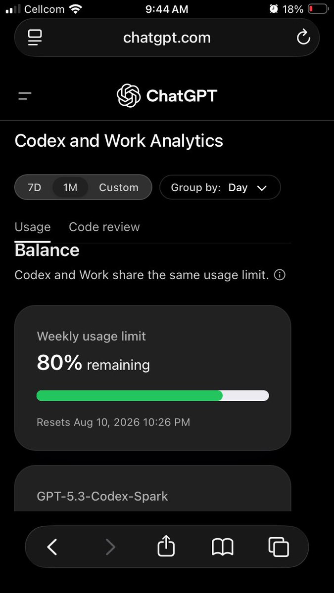 jimmyraid's tweet photo. Weekly usage limit shows 80% remaining, but any attempt to chat in Codex says I’ve reached my usage limit. Fully updated. Rebooted. @thsottiaux what’s the deal? @OpenAI https://t.co/DM5zhXcUbF