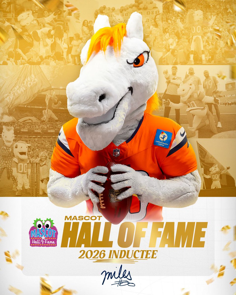 Broncos's tweet photo. Hall of Fame Miles has a nice ring to it. 🤩

RT to congratulate @5280Miles on being named to the Mascot Hall of Fame Class of 2026! https://t.co/958N6QG8Ro
